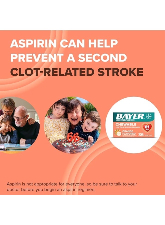 BAYER Aspirin Low Dose 81 mg Chewable Tablets, Pain Reliever, Orange Flavored, 216 Tablets (6 Pack) - Image 5