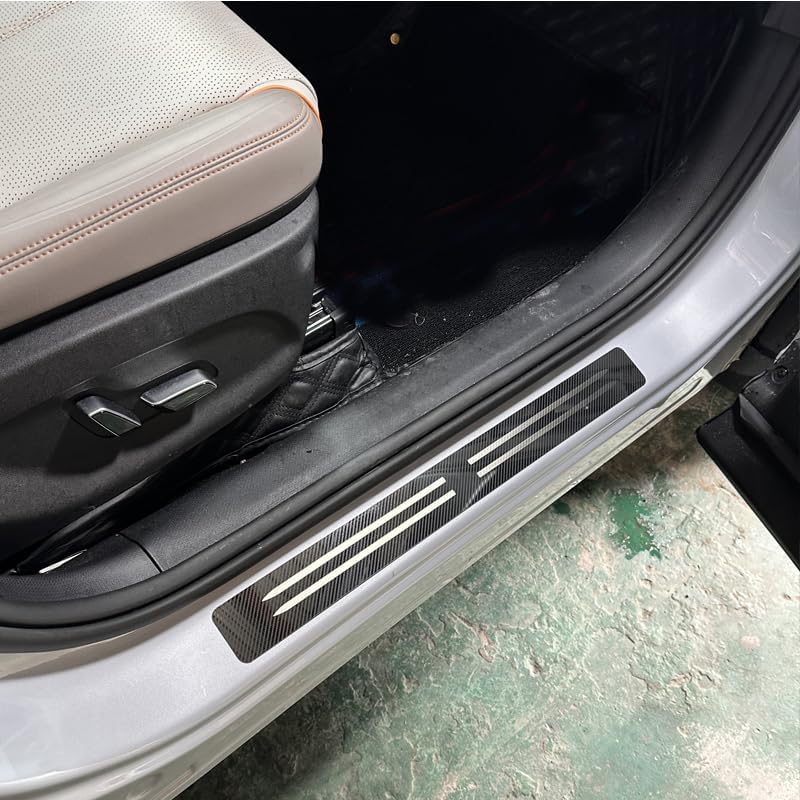 4PCS Door Sill Guard for Kia Rio 2000–2025 2026 JB/BC,Stainless Steel Scuff Plate,Door Entry Threshold Protector,Anti-Wear Trim,Anti-Scratch Step Plate Guard,Car Accessories,B-Carbon Fiber Normal B-Carbon fiber - Image 2