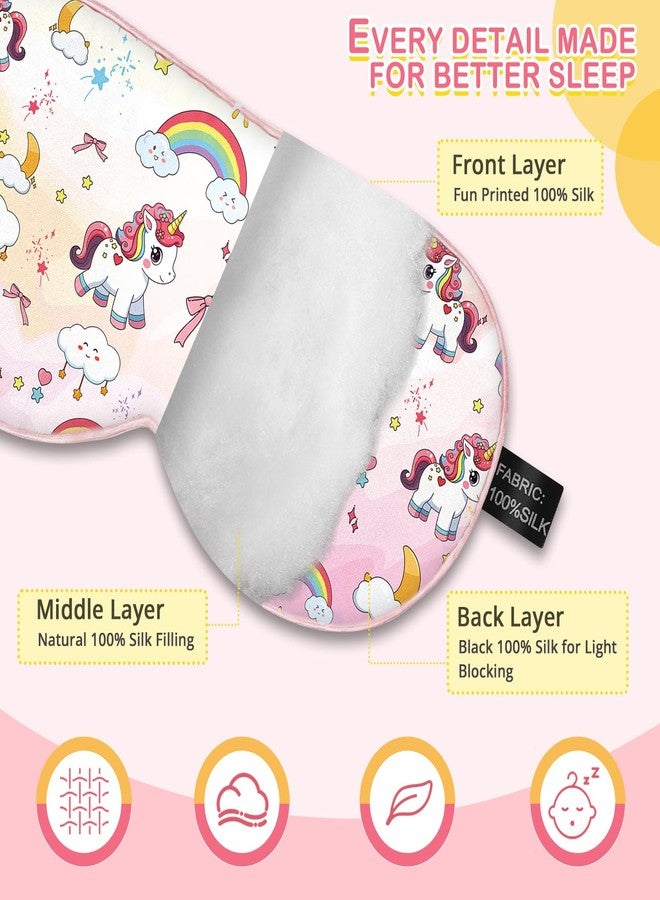 spacepower Kids Silk Sleep Mask: 100% Mulberry Silk Eye Mask with Adjustable Strap, Cute Sleeping Blindfold for Boys Girls Teens, Soft & Lightweight Eye Shade for Travel, Nap, Bedtime (Pink Horse Style) - Image 2