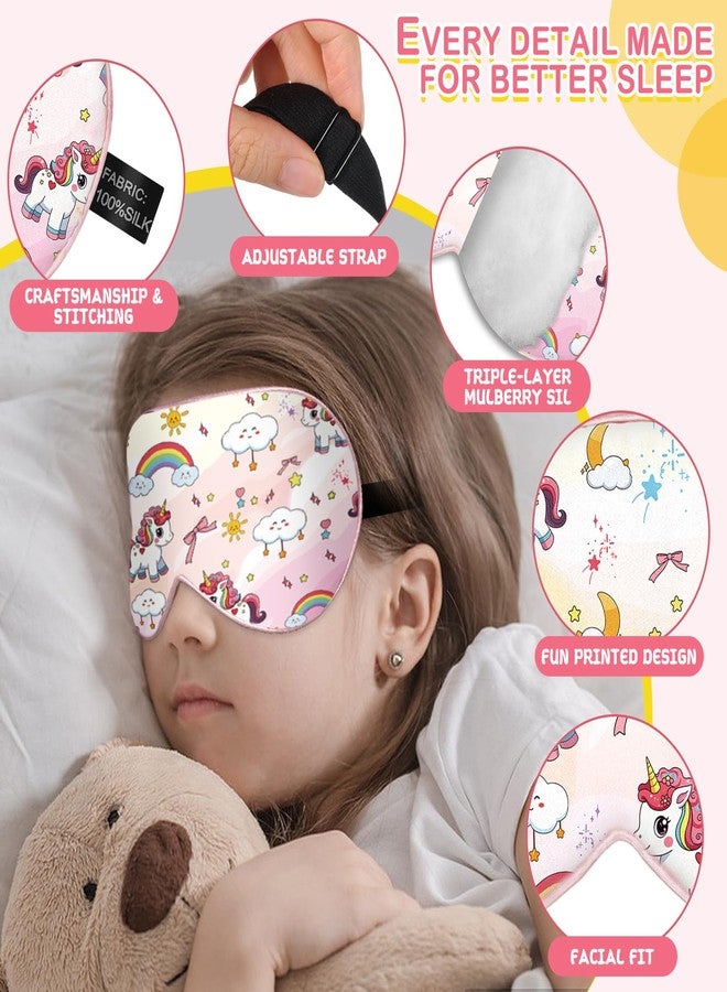 spacepower Kids Silk Sleep Mask: 100% Mulberry Silk Eye Mask with Adjustable Strap, Cute Sleeping Blindfold for Boys Girls Teens, Soft & Lightweight Eye Shade for Travel, Nap, Bedtime (Pink Horse Style) - Image 3
