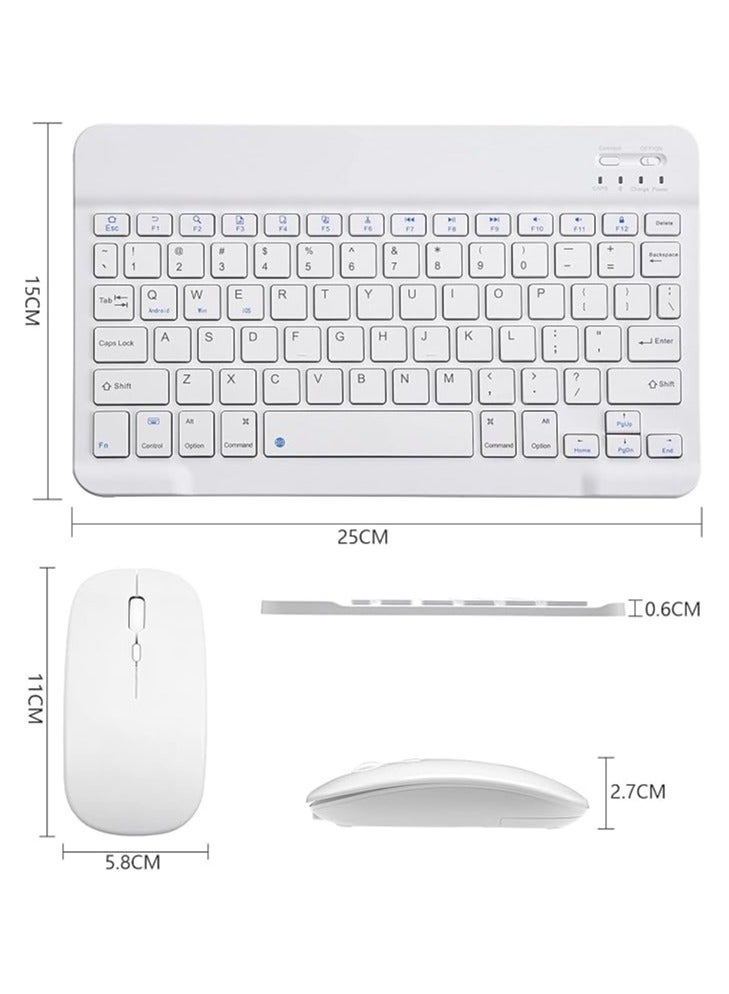 erorex Ultra-Slim Bluetooth Keyboard and Mouse Combo Rechargeable Portable Wireless Keyboard Mouse Set for Apple iPad iPhone iOS 13 and Above Samsung Tablet Phone Smartphone Android Windows (White) - Image 3