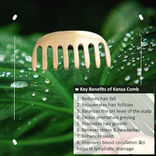 WITSOUL Kansa Comb Massage Tool - kansa Comb for Hair Fall/Growth/blood Circulation & Stress Relief Best for Head Massage (S) - Image 5