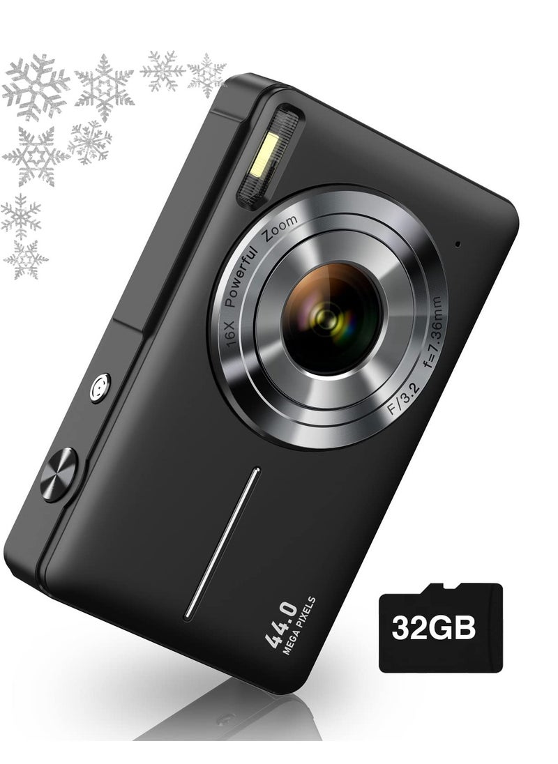 Generic Digital Camera, FHD 1080P Kids Camera 44MP Point and Shoot Digital Camera with 32GB SD Card, 16x Zoom, Lanyard, Small Compact Camera for Kids Boys Girls  - Image 1