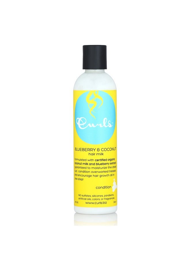 Curls Blueberry Bliss Blueberry & Coconut Hair Milk Leave In Conditioner And Styler Mositurizing & Nourishing For Curly Natural And Coily Hair 8 Fl Oz  - Image 1