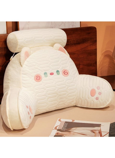 Bedside Cushion Large Backrest Pillow Waist Protection Soft Bag Dormitory Bed Playing Mobile Phone Reading Cute Sofa Removable And Washable Pillow-Specifications:Hug Cat Latex Lumbar Support-white Cat-Color:65*40cm