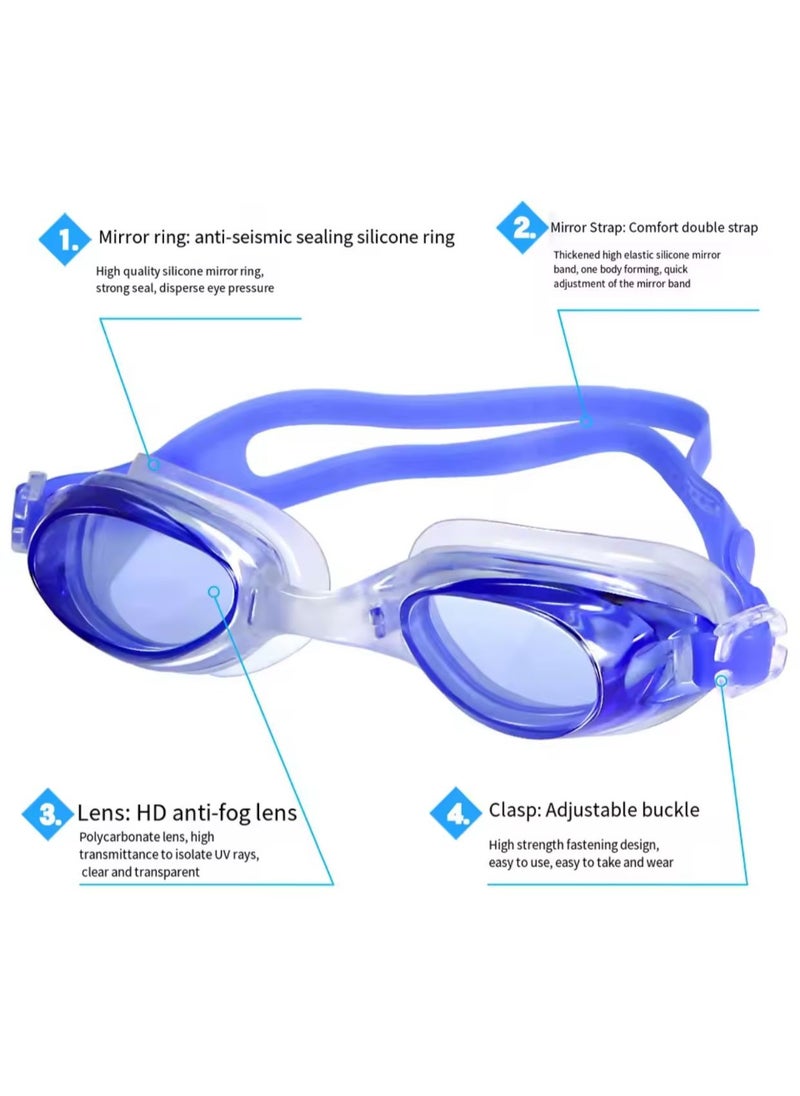 Swim Goggles Anti-Fog Leakproof UV Protection Youth Kids Wide Swim Goggles with Adjustable Strap