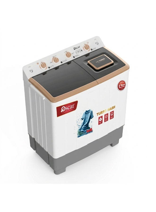 Oscar Twin Tub Semi Automatic Washing Machine 12kg Wash / 6kg Spin | Turbo Wash, Heavy Duty Motor, Waterproof & Spacious Family Laundry Solution - OWM1203 | 2 Year Warranty