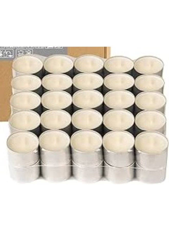 بي بي أيه BPA® Unscented Tea Candles - 8 Hour Long Burning, Giant Packs - White, Smokeless, European, for Home Decorative Use - Image 1