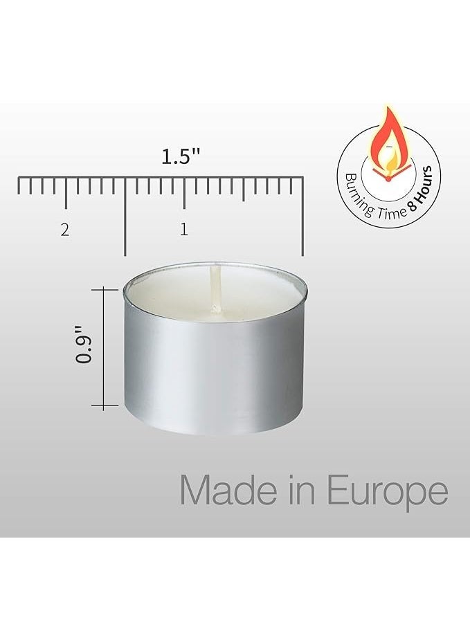 بي بي أيه BPA® Unscented Tea Candles - 8 Hour Long Burning, Giant Packs - White, Smokeless, European, for Home Decorative Use - Image 2