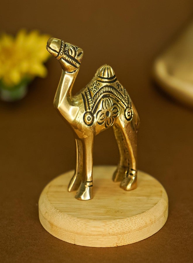 إخاصة تحفة فنية من إيكاسا، مصنوعة من النحاس الخالص 100%، على شكل جمل ذهبي، مثالية لتزيين المنزل أو المكتب أو الطاولة | تمثال جمل معدني لغرفة المعيشة، قطعة ديكور منزلية، أو قطعة فنية داخلية | تحفة فنية عتيقة أو ذات طابع جمالي، هدية مثالية - Image 2