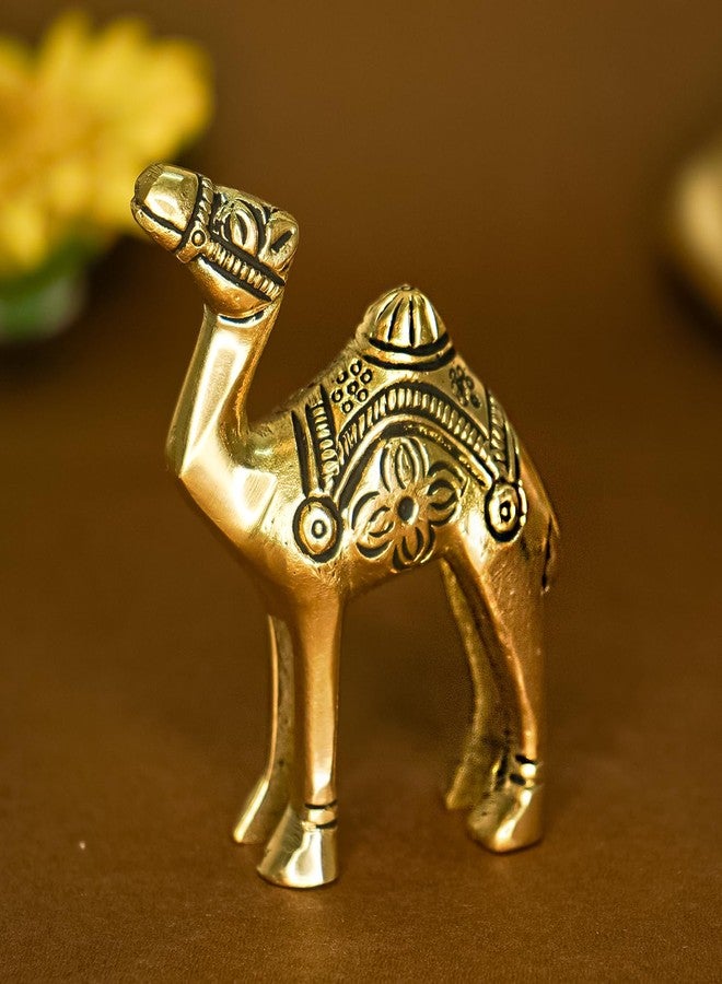إخاصة تحفة فنية من إيكاسا، مصنوعة من النحاس الخالص 100%، على شكل جمل ذهبي، مثالية لتزيين المنزل أو المكتب أو الطاولة | تمثال جمل معدني لغرفة المعيشة، قطعة ديكور منزلية، أو قطعة فنية داخلية | تحفة فنية عتيقة أو ذات طابع جمالي، هدية مثالية - Image 1