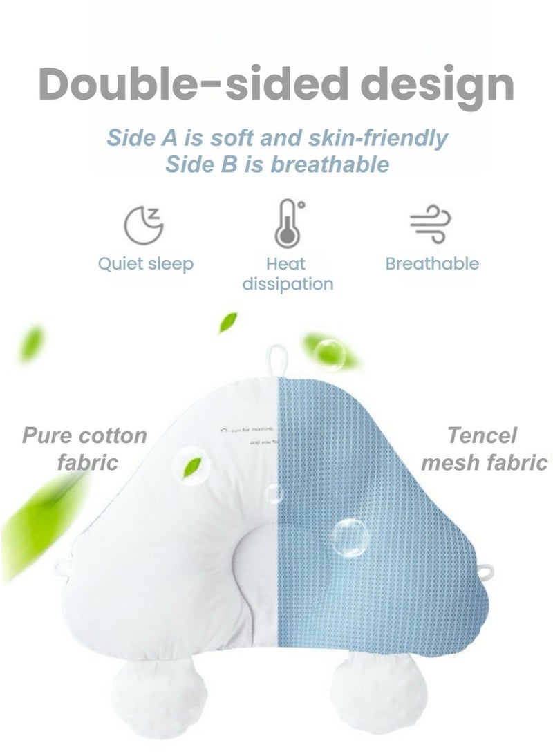 وسادة دعم رأس المواليد الجدد من رغوة الذاكرة (Memory Foam)، تتميز بارتفاع قابل للتعديل وقطعتي تثبيت قابلتين للإزالة، وتُستخدم على الوجهين للرضاعة والنوم؛ وسادة ناعمة وجيدة التهوية (اللون: أبيض). - Image 4