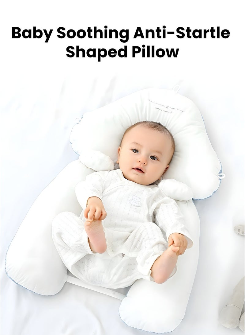 وسادة دعم رأس المواليد الجدد من رغوة الذاكرة (Memory Foam)، تتميز بارتفاع قابل للتعديل وقطعتي تثبيت قابلتين للإزالة، وتُستخدم على الوجهين للرضاعة والنوم؛ وسادة ناعمة وجيدة التهوية (اللون: أبيض). - Image 2