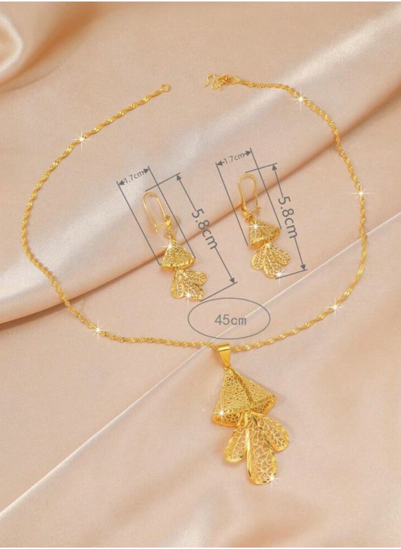 GOLDMAX - 18k Gold Plated Necklace & Earrings Jewelry Set For Women - Image 1