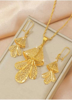 18k Gold Plated Necklace & Earrings Jewelry Set For Women