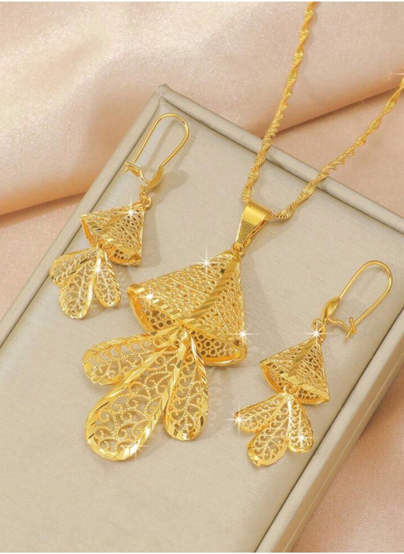 GOLDMAX - 18k Gold Plated Necklace & Earrings Jewelry Set For Women - Image 1