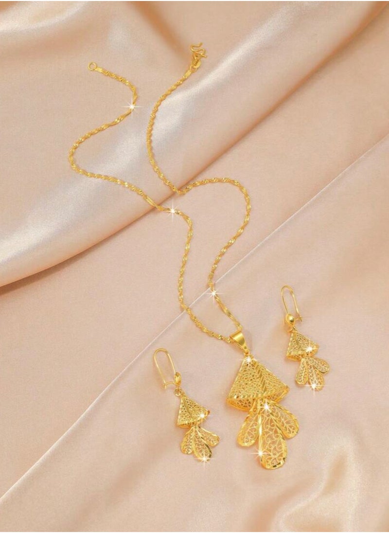 GOLDMAX - 18k Gold Plated Necklace & Earrings Jewelry Set For Women - Image 1