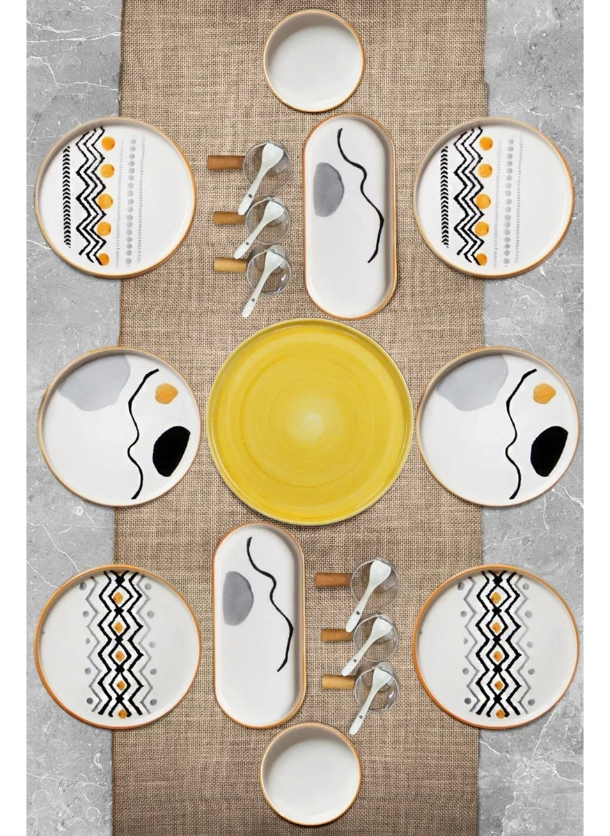 Kitchen Life 23 Piece 6 Person Axial Stackable Breakfast Set - Breakfast Presentation Set with Sauce Bowl and Spoon