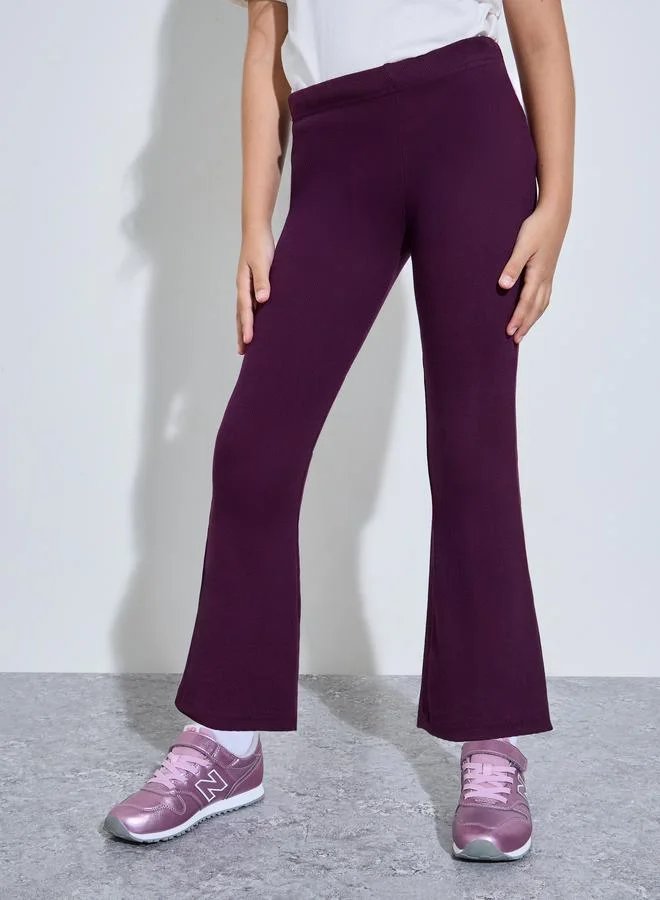 ستايلي Teen Girls Purple Ribbed Flared Leggings