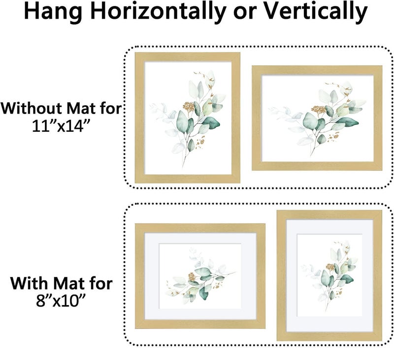 CORE ART 11x14 Gold Picture Frame Set of 4,Display Pictures 8x10 with Mat or 11 x 14 without Mat,Multi Photo Frames Collage for Wall or Tabletop Display - Image 4