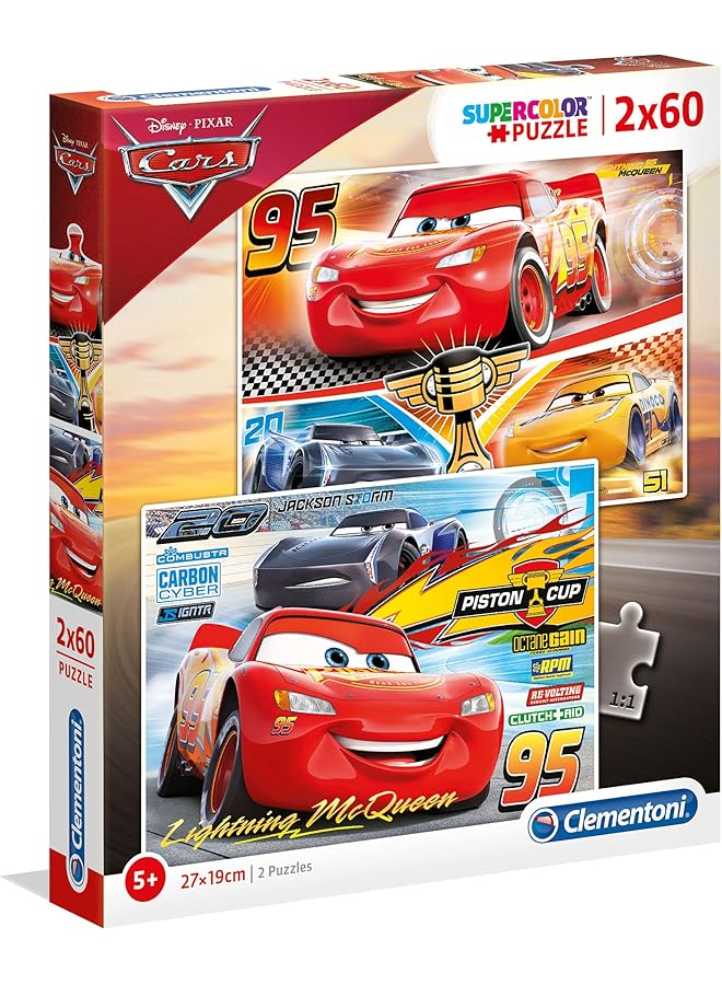 كلمينتوني بازل اطفال سوبر كولور بيكسار كارز 2×60 قطعة 27×19 سم لعمر 5 سنوات فما فوق - Image 1