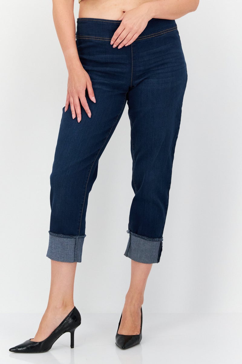 INC Denim Women Regular Fit Mid Rise Straight Leg Stretchable Jeans, Blue - Image 1