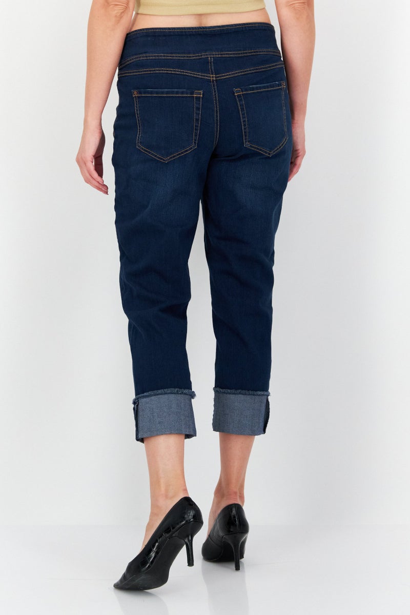 INC Denim Women Regular Fit Mid Rise Straight Leg Stretchable Jeans, Blue - Image 3