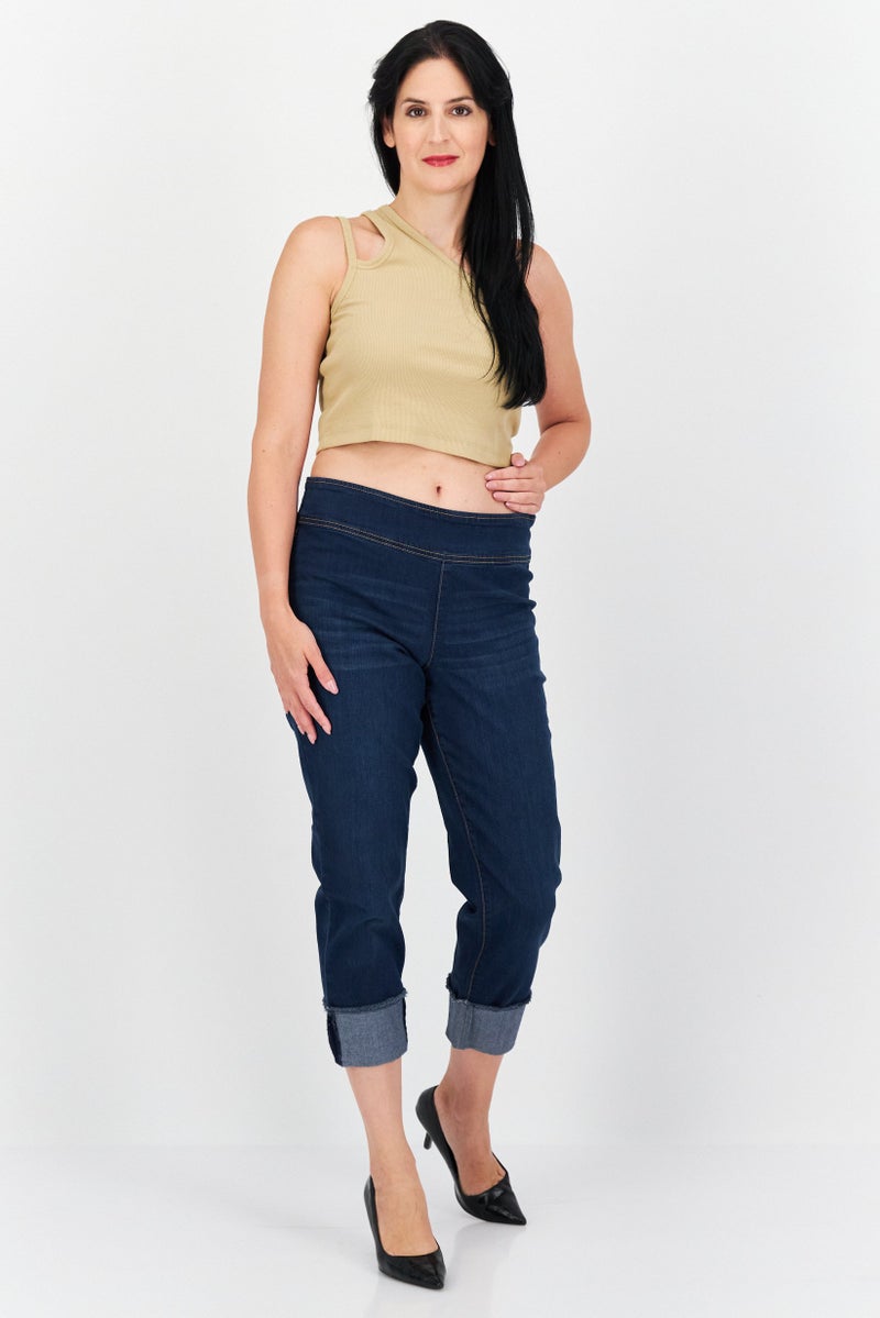 INC Denim Women Regular Fit Mid Rise Straight Leg Stretchable Jeans, Blue - Image 2