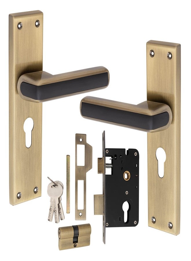 Qorp Locks طقم مقبض نقر من الفولاذ المقاوم للصدأ من Qorp مقاس 8 بوصات مع جسم القفل | تشطيب عتيق | 3 مفاتيح فائقة | قفل أسطواني BSK (مفتاح من كلا الجانبين)، أقفال أبواب للباب الرئيسي، أقفال للمنزل. - Image 2