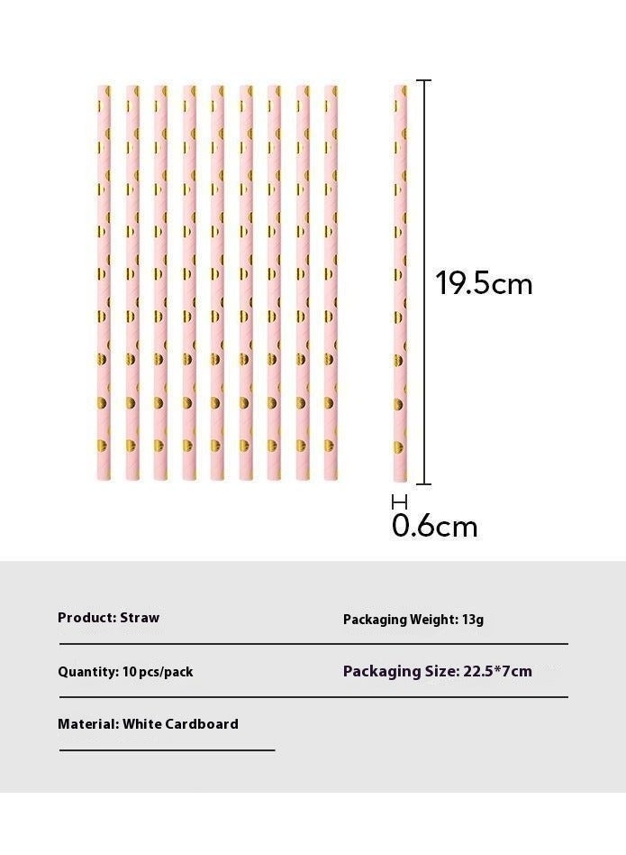 أدوات مائدة للحفلات الوردية للاستخدام مرة واحدة لـ 10 ضيفًا، مجموعة أدوات مائدة عيد ميلاد وردية وذهبية، زينة حفلات منقطة للتخرج وأعياد الميلاد والعطلات وحفلات الزفاف - Image 4