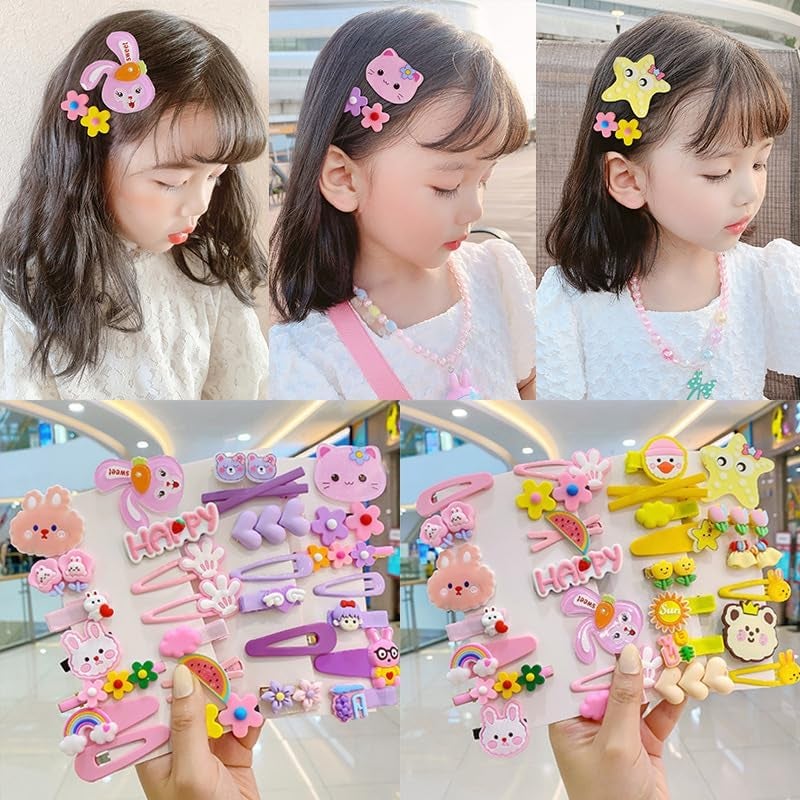 Samyak 14 Pcs Kids Hair Clips Set Cartoon Icecream Cute & Trendy Baby Girls Toddlers Hair Pins Barrettes, Combo of 14 Pcs, Random Colors (Purple) - Image 2