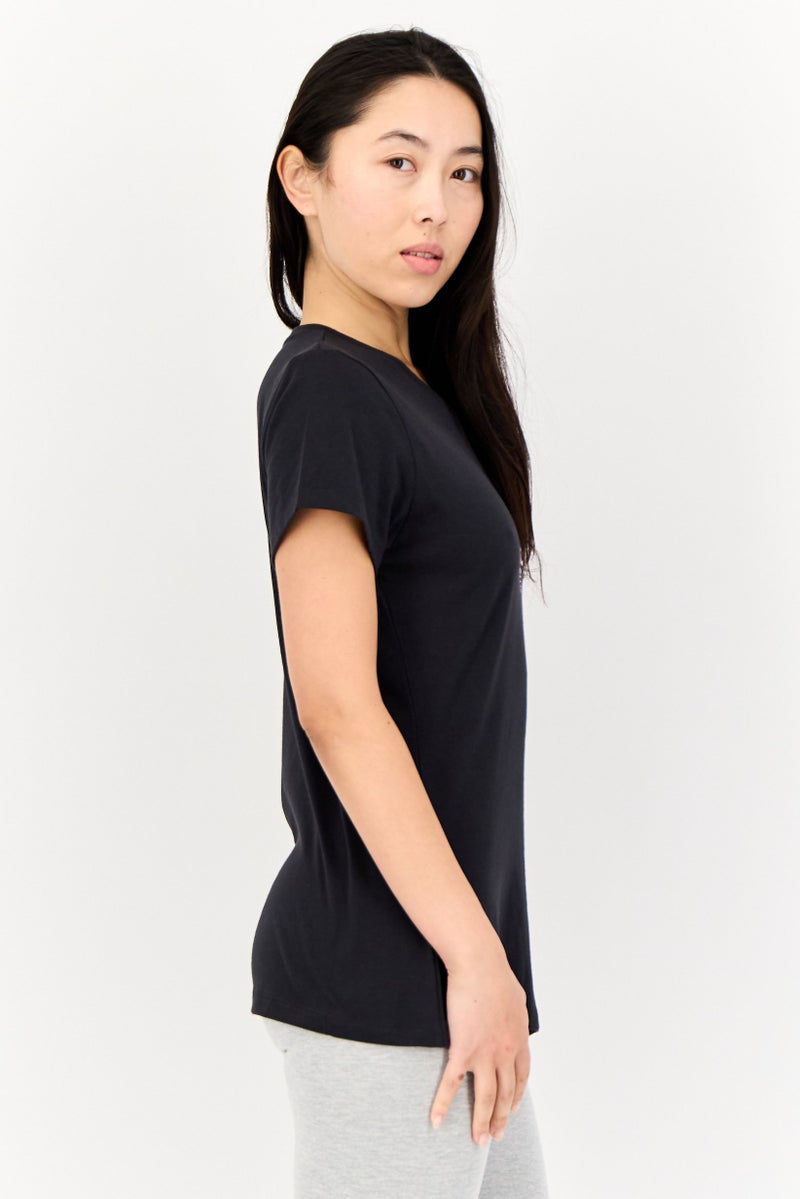 New Balance Women Sportswear Fit Short Sleeve Outdoor T-Shirt, Black  - Image 2
