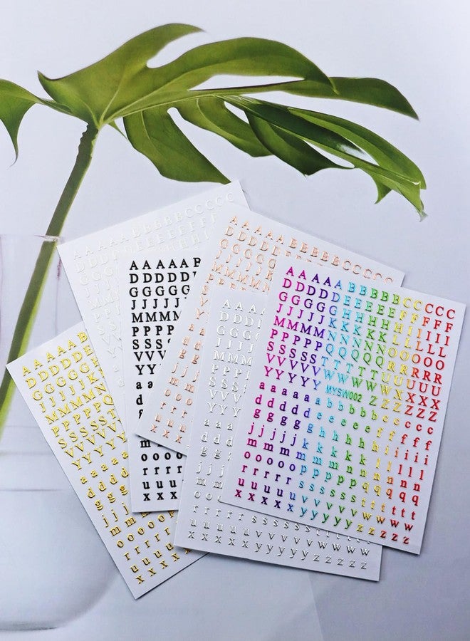 PENTA ANGEL Letter Nail Art Stickers Penta Angel 6 Sheets 3D Self Adhesive Aa to Zz Metallic Nail Decal Accessories for Women DIY Nail Decoration Manicure (Mixed Color) - Image 2