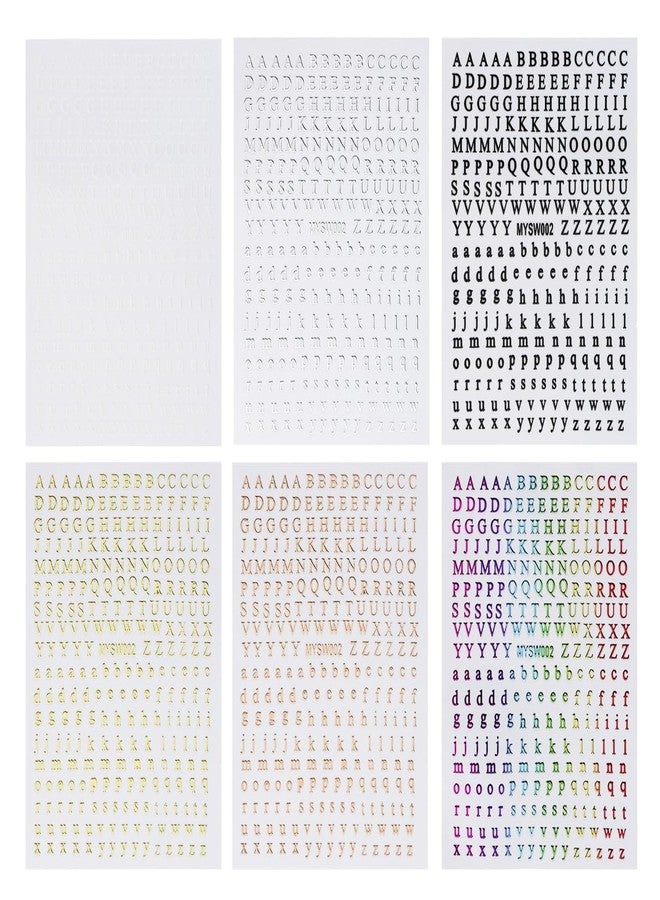 PENTA ANGEL Letter Nail Art Stickers Penta Angel 6 Sheets 3D Self Adhesive Aa to Zz Metallic Nail Decal Accessories for Women DIY Nail Decoration Manicure (Mixed Color) - Image 1