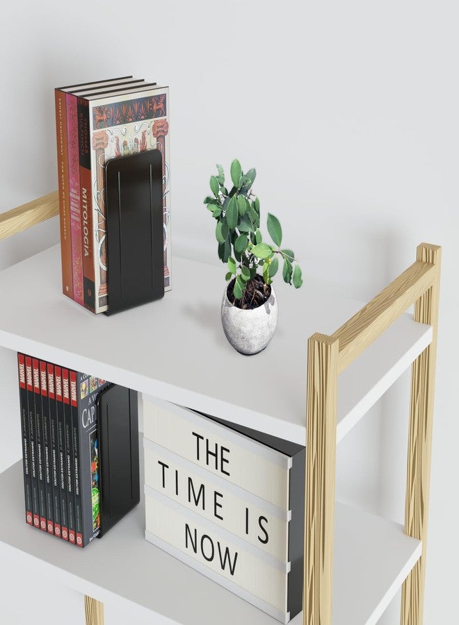 Acrimet Plastic Bookends for Bookcases, Shelves and Desktop, Plastic Book Holders (Black Color) (1 Pair) - Image 4