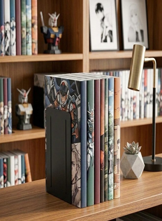 Acrimet Plastic Bookends for Bookcases, Shelves and Desktop, Plastic Book Holders (Black Color) (1 Pair) - Image 3