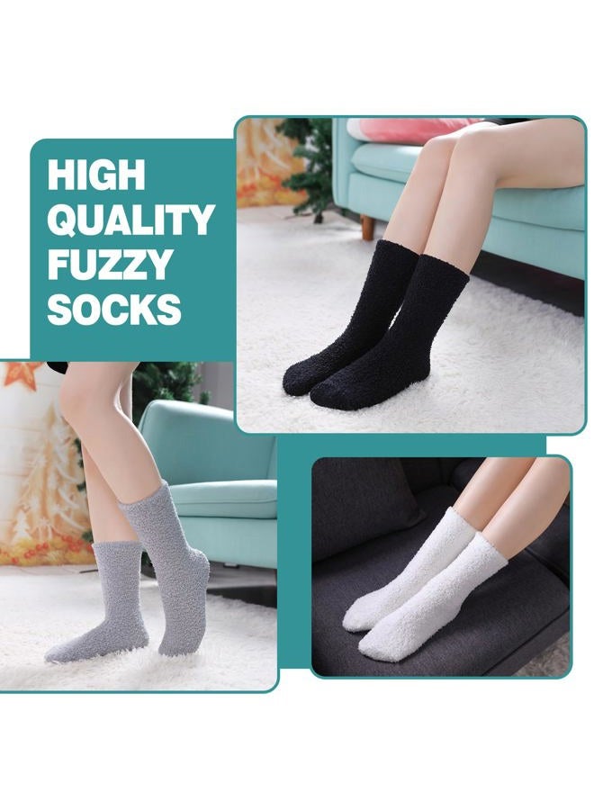 POEATEZO Womens Fuzzy Socks Warm Fluffy Socks Cozy Slipper Socks Microfiber Soft Sleep Winter Christmas Socks, 5 Pairs Mixed Color B, One size - Image 5