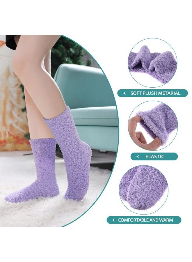 POEATEZO Womens Fuzzy Socks Warm Fluffy Socks Cozy Slipper Socks Microfiber Soft Sleep Winter Christmas Socks, 5 Pairs Mixed Color B, One size - Image 3