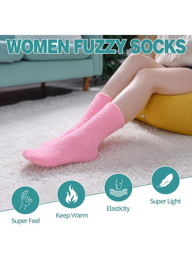 POEATEZO Womens Fuzzy Socks Warm Fluffy Socks Cozy Slipper Socks Microfiber Soft Sleep Winter Christmas Socks, 5 Pairs Mixed Color B, One size - Image 4