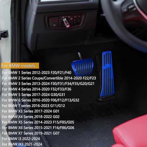 Thenice ثينيس لب ام بي دبليو 3 4 5 7 سيريز X3 X4 X5 X6 X7 دواسات قدم مضادة للانزلاق من الألمنيوم للفرامل والتسارع الأوتوماتيكي بدون حفر - أزرق - Image 2