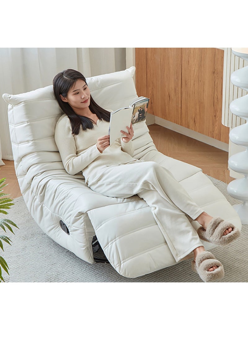 Rocking Sofa with Padded Cushion Modern Lounge Sofa Bed with Footrest Adjustable 360° Rotation Couch Tatami for Living Room Bedroom Office Balcony Reading Room (Upgraded White Version) - Image 1