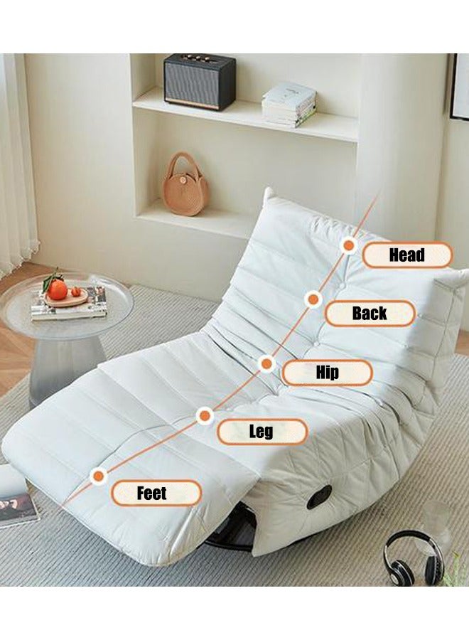 Rocking Sofa with Padded Cushion Modern Lounge Sofa Bed with Footrest Adjustable 360° Rotation Couch Tatami for Living Room Bedroom Office Balcony Reading Room (Upgraded White Version) - Image 4