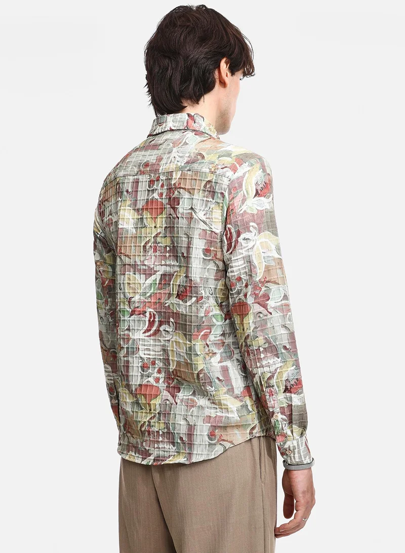 كامبوس سوترا Men's Multicolour Artistic Botanical Shirt