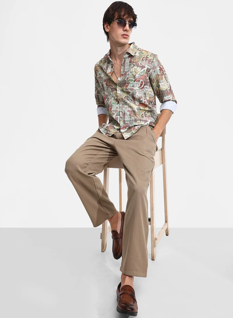 كامبوس سوترا Men's Multicolour Artistic Botanical Shirt