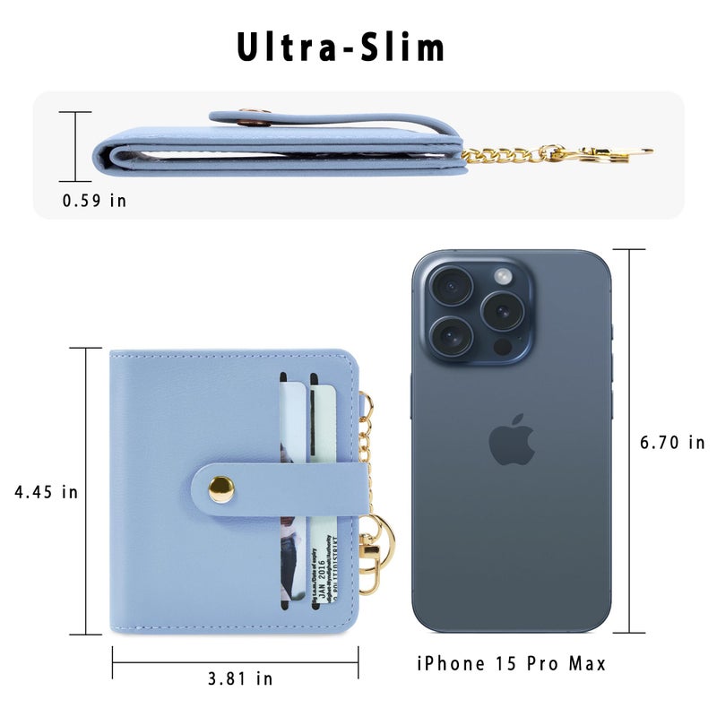 Airkit Small Wallets Woman RFID Blocking Leather Credit Card Holder - with ID Window - Card Wallets for Women - with Zipper Coin Purse - Keychain Wallet - Image 4