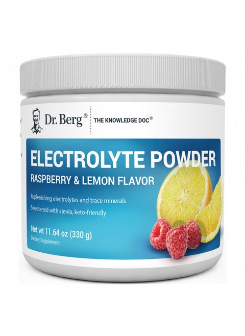 Dr. Berg Hydration Keto Electrolyte Powder - Enhanced w/ 1,000mg of Potassium & Real Pink Himalayan Salt (NOT Table Salt) - Raspberry & Lemon Flavor Hydration Drink Mix Supplement - 50 Servings