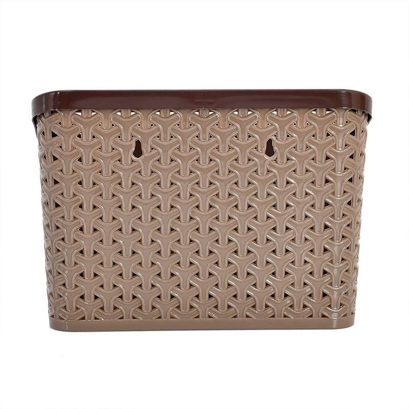Kuber Industries Kuber Industries Desk Organizer Box With 5 CompartmentPlastic Stationery Storage standCutlery Stand Bathroom Stand Pack of 3 Brown  - Image 4