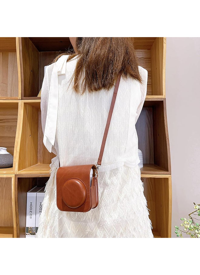 O Ozone - PU Leather Camera Case for Fujifilm Instax Mini 12 Instant Camera | Protective Camera Cover with Adjustable Shoulder Strap- Dark Brown - Image 1