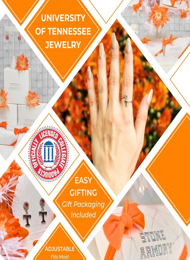 Stone Armory University of Tennessee Vols Ring for Women - UT Power T Ring with Crystals - Hypoallergenic, Adjustable Sizes 5-12 - Tennessee Vols Gift for Her - Image 3