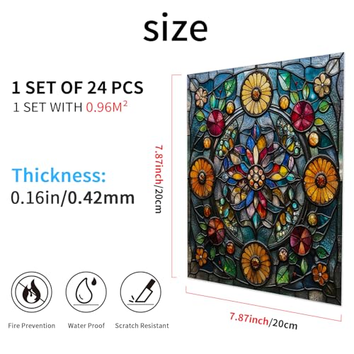 VIRANDA 24pcs Self Adhesive Tile Stickers Peel and Stick Backsplash 7.87 x 7.87 inch Tile Decals Removable PVC for Kitchen Bathroom Living Room Fireplace Decor - Image 3